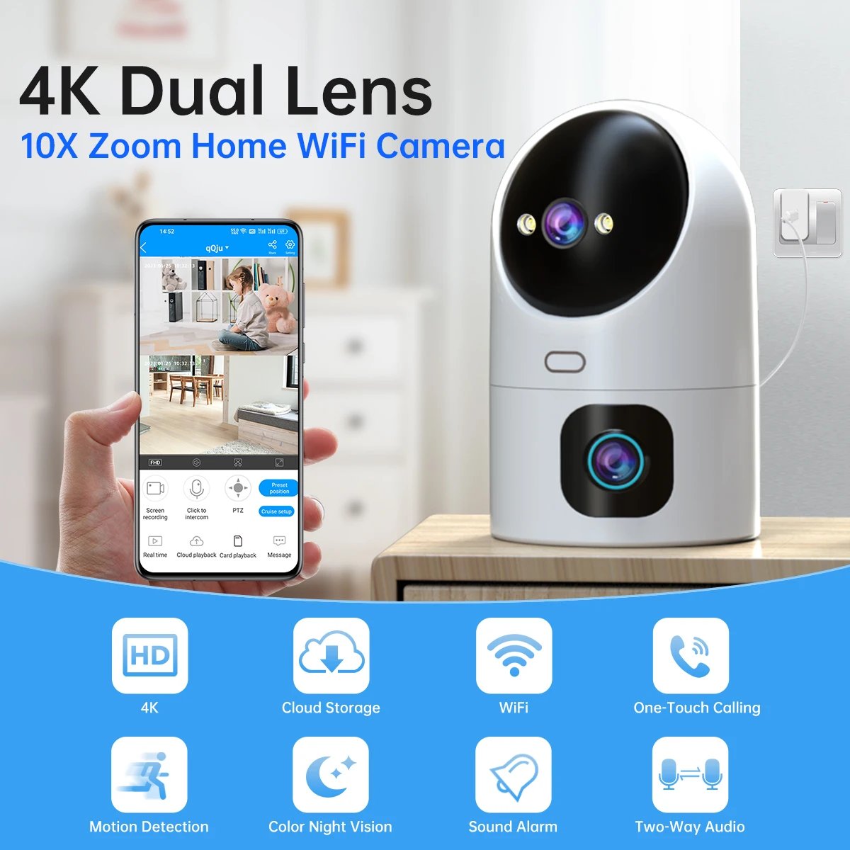لينوفو كاميرا IP 4K 5G واي فاي عدسة مزدوجة المنزل الذكي تتبع السيارات كاميرا CCTV كاميرا مراقبة لاسلكية مراقبة الأمن مراقبة الطفل