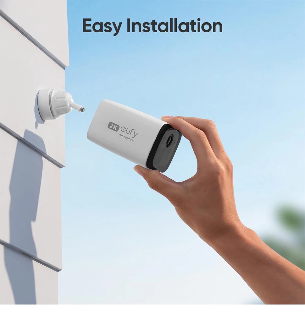 كاميرا eufy Security C210 SoloCam اللاسلكية الخارجية بدقة 2K بدون رسوم شهرية كاميرا واي فاي لاسلكية كاميرا مراقبة للشارع