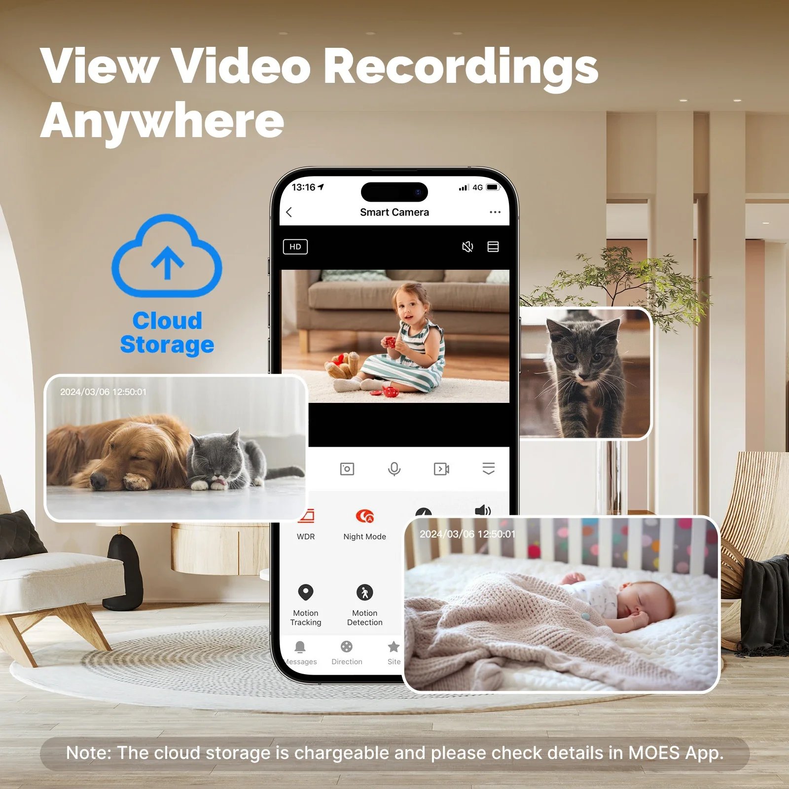 MOESTuya WiFi داخلي عموم/إمالة كاميرا أمان ذكية 4MP HD الأشعة تحت الحمراء للرؤية الليلية كشف الحركة رصد دورية بانورامية