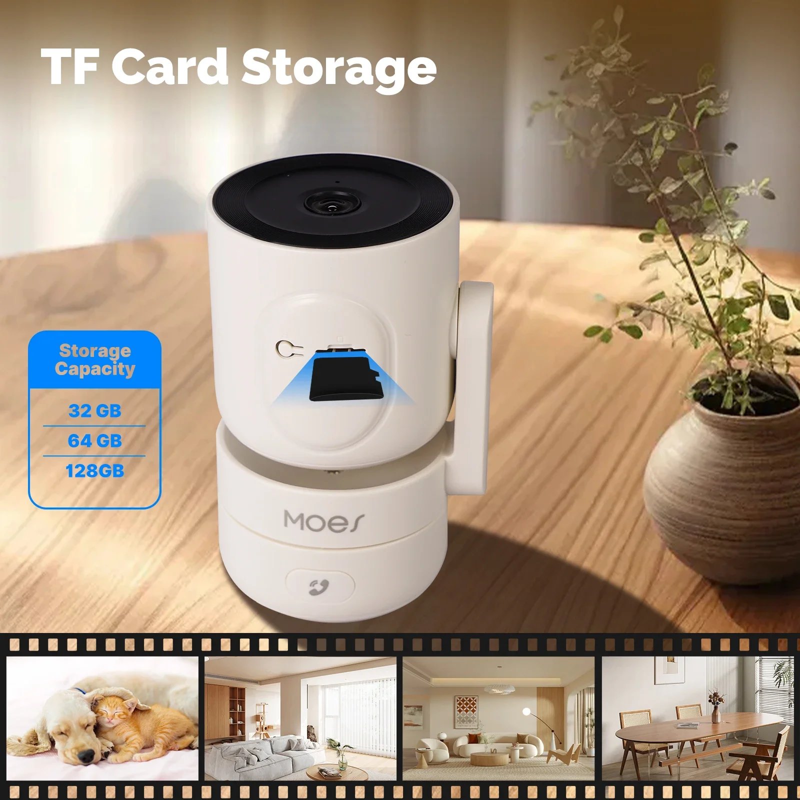 MOESTuya WiFi داخلي عموم/إمالة كاميرا أمان ذكية 4MP HD الأشعة تحت الحمراء للرؤية الليلية كشف الحركة رصد دورية بانورامية
