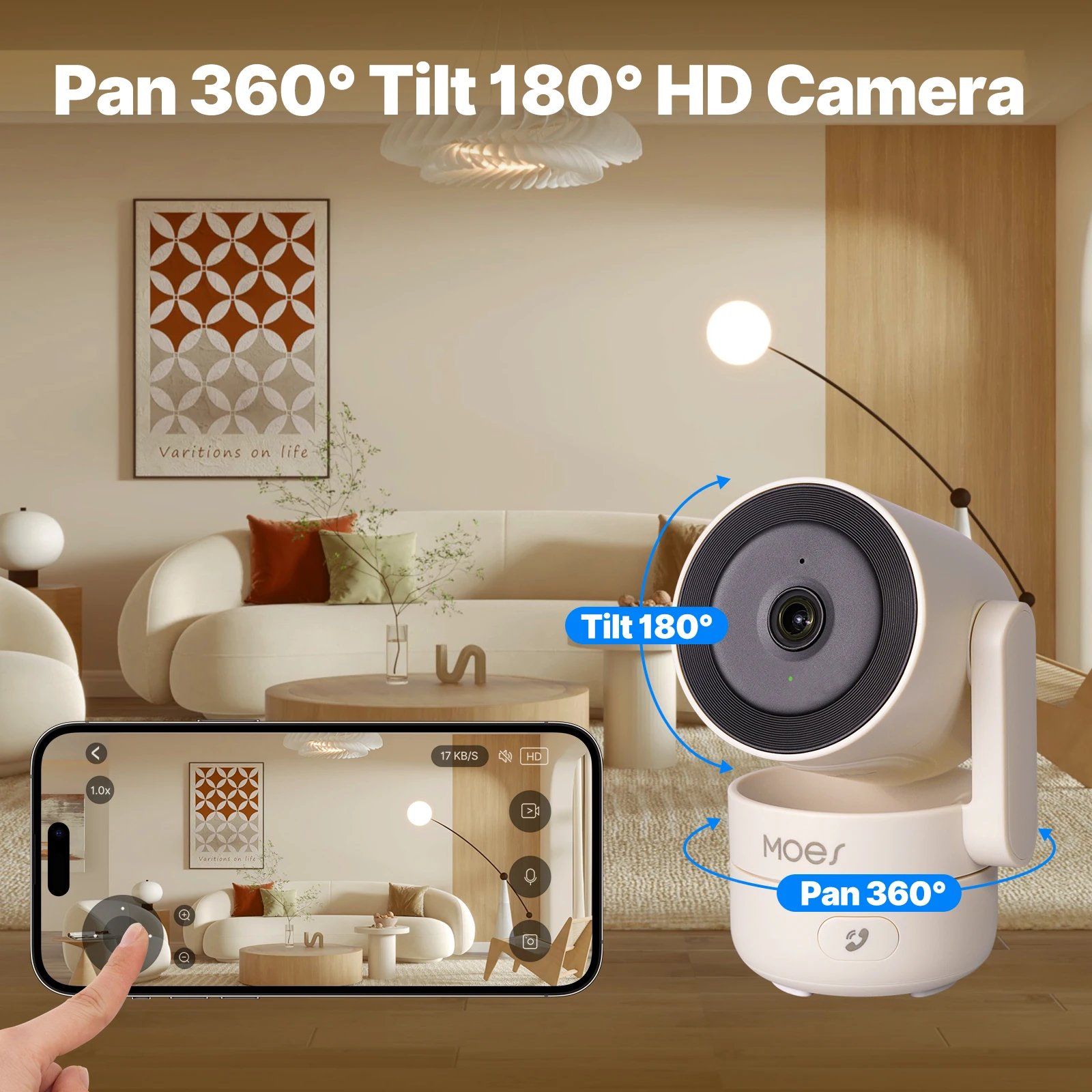 MOESTuya WiFi داخلي عموم/إمالة كاميرا أمان ذكية 4MP HD الأشعة تحت الحمراء للرؤية الليلية كشف الحركة رصد دورية بانورامية