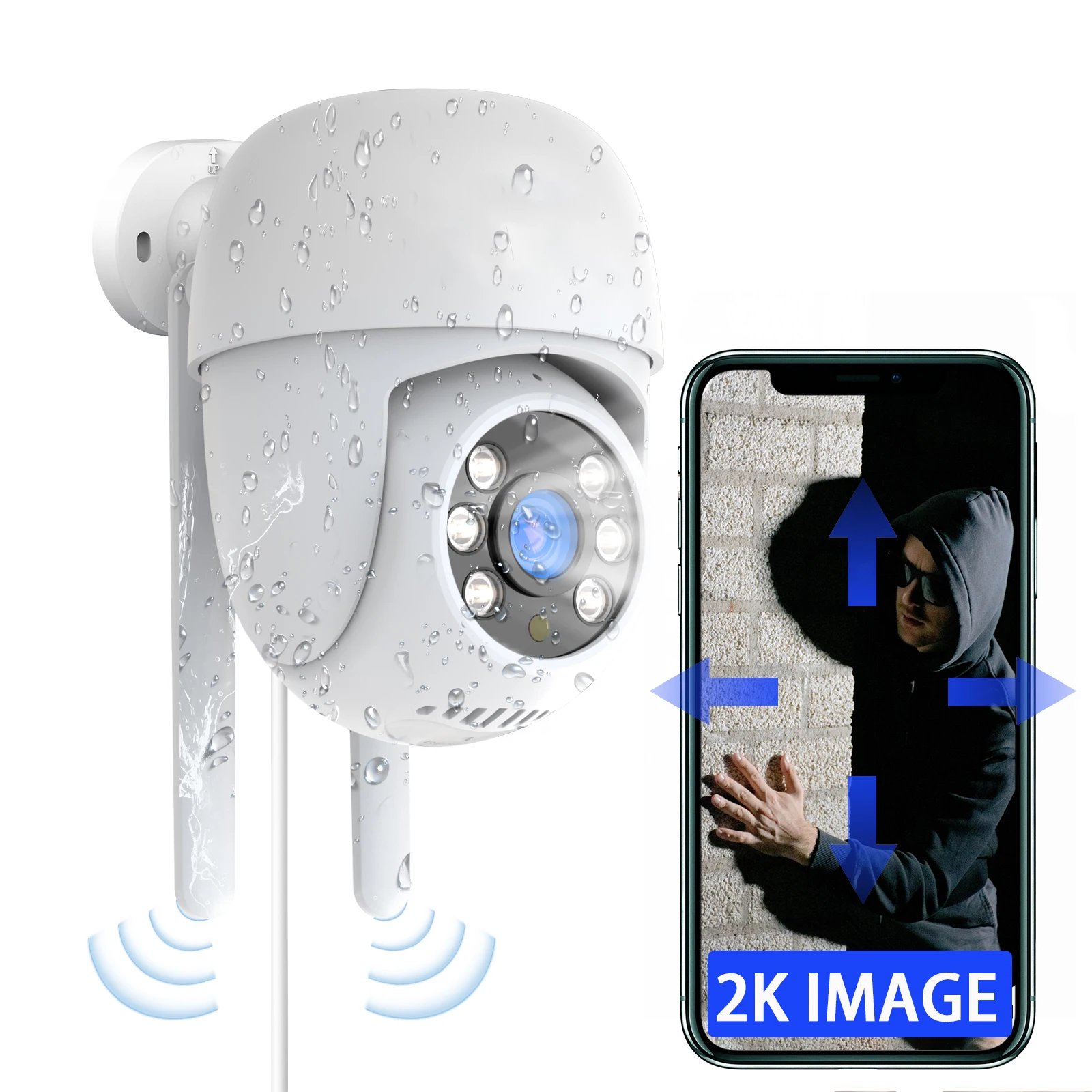 2K Tuya كاميرا IP خارجية 3MP واي فاي الأمن اللون للرؤية الليلية كشف الحركة P2P كاميرا مراقبة فيديو PTZ مع أليكسا جوجل