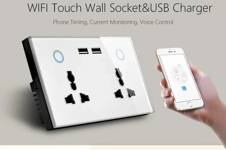 مقبس حائط ذكي USB من Tuya WiFi ، منفذ توصيل عالمي ، مفتاح تشغيل يعمل باللمس ، شحن لاسلكي ، يعمل مع اليكسّا ، جوجل المنزل ، 13A مقبس حائط ذكي USB من Tuya WiFi ، منفذ توصيل عالمي ، مفتاح تشغيل يعمل باللمس ، شحن لاسلكي ، يعمل مع اليكسّا ، جوجل المنزل ، 13A