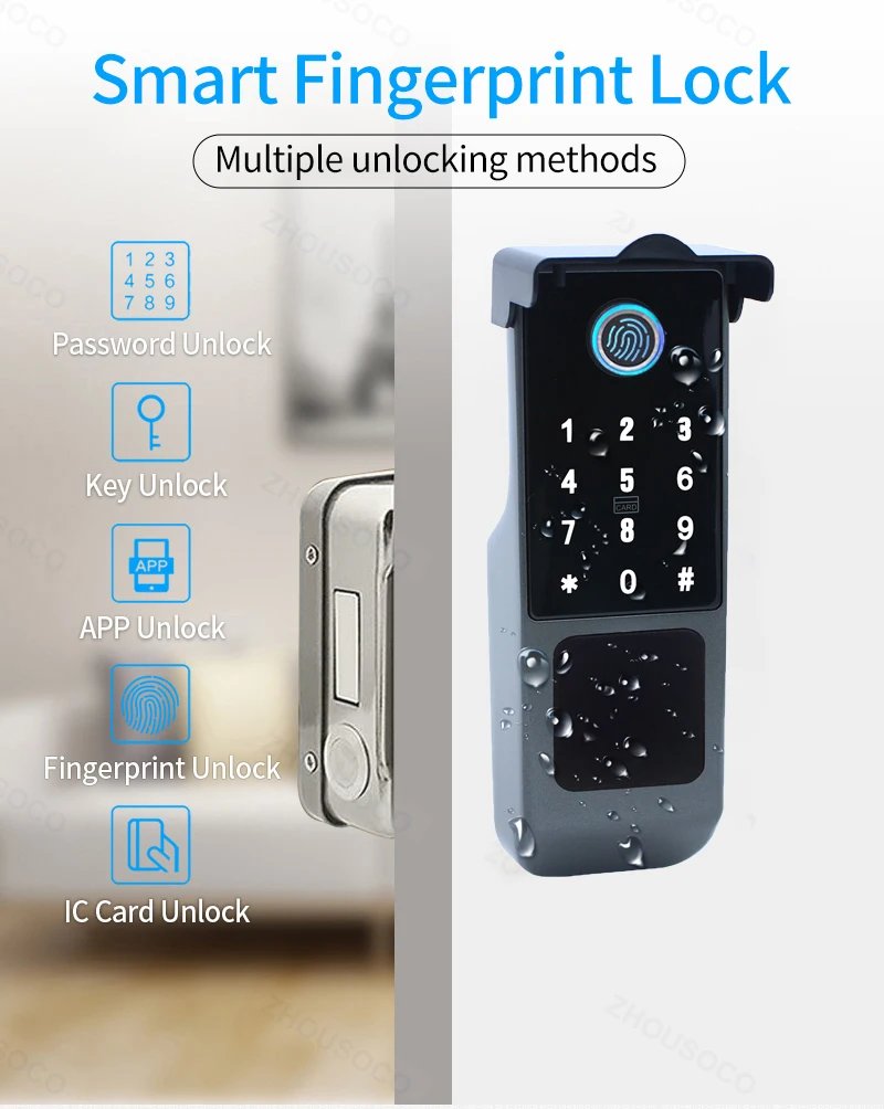 قفل بصمة الإصبع مقاوم للماء تويا واي فاي التحكم عن بعد بلوتوث TTLock بطاقة التطبيق رمز رقمي قفل الباب الذكي الإلكتروني بدون مفتاح قفل بصمة الإصبع مقاوم للماء تويا واي فاي التحكم عن بعد بلوتوث TTLock بطاقة التطبيق رمز رقمي قفل الباب الذكي الإلكتروني بدون مفتاح