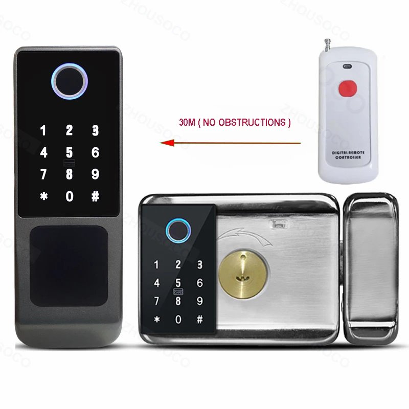 قفل بصمة الإصبع مقاوم للماء تويا واي فاي التحكم عن بعد بلوتوث TTLock بطاقة التطبيق رمز رقمي قفل الباب الذكي الإلكتروني بدون مفتاح