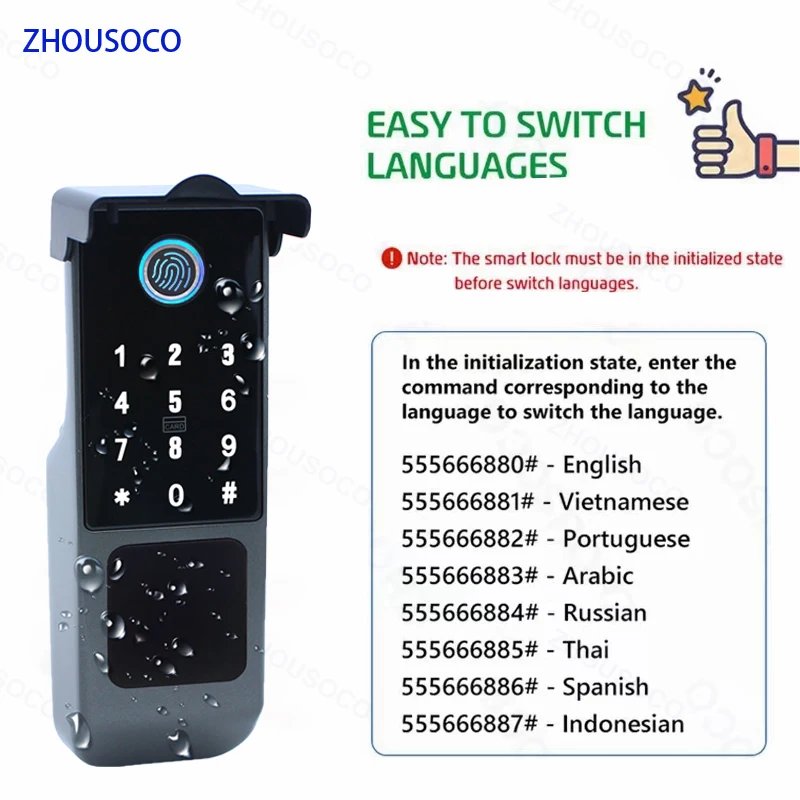 قفل بصمة الإصبع مقاوم للماء تويا واي فاي التحكم عن بعد بلوتوث TTLock بطاقة التطبيق رمز رقمي قفل الباب الذكي الإلكتروني بدون مفتاح قفل بصمة الإصبع مقاوم للماء تويا واي فاي التحكم عن بعد بلوتوث TTLock بطاقة التطبيق رمز رقمي قفل الباب الذكي الإلكتروني بدون مفتاح