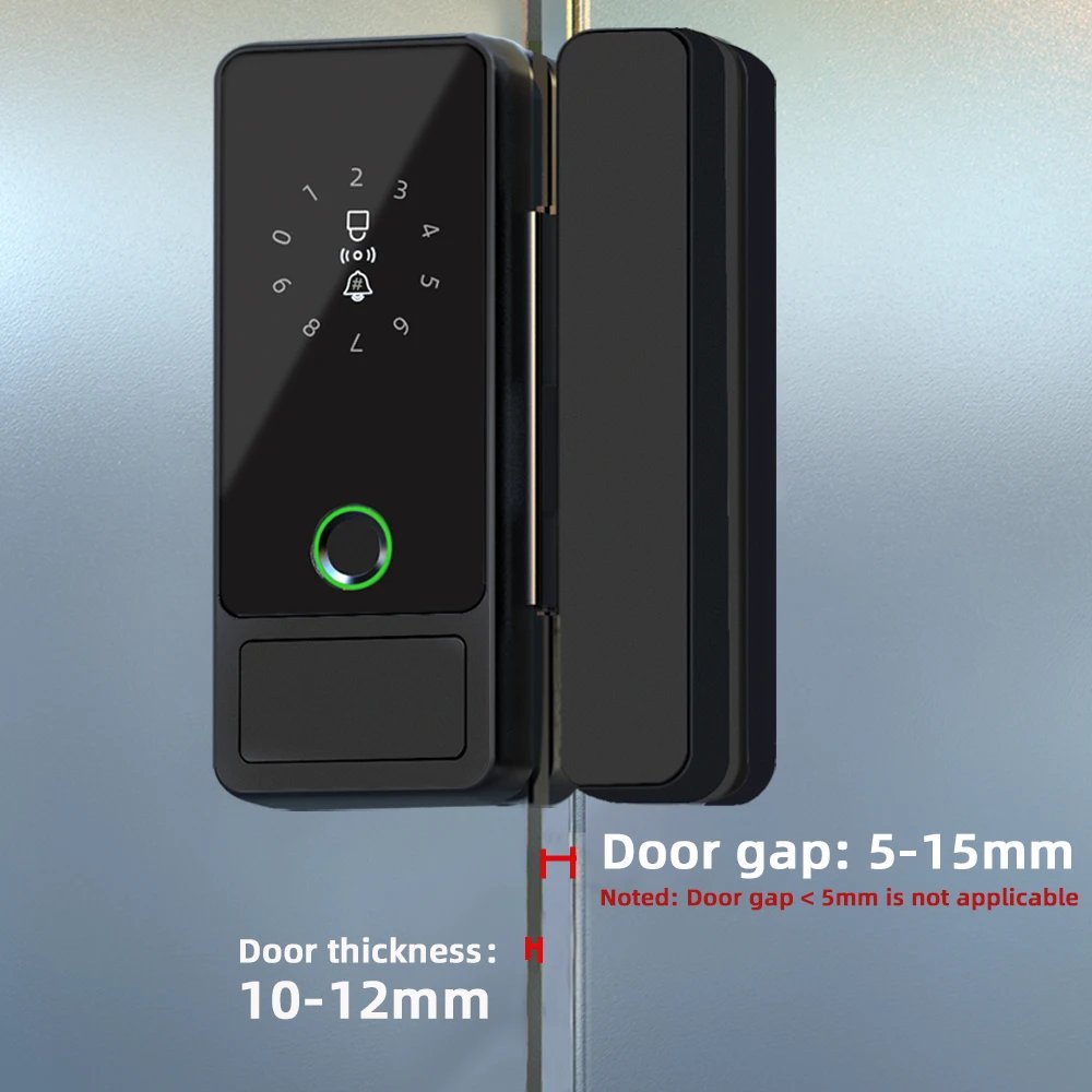 قفل ذكي للباب الزجاجي CDOK G18 Tuya Bluetooth، فتح متعدد الحركية، مناسب لباب زجاجي للمكتب/الفناء