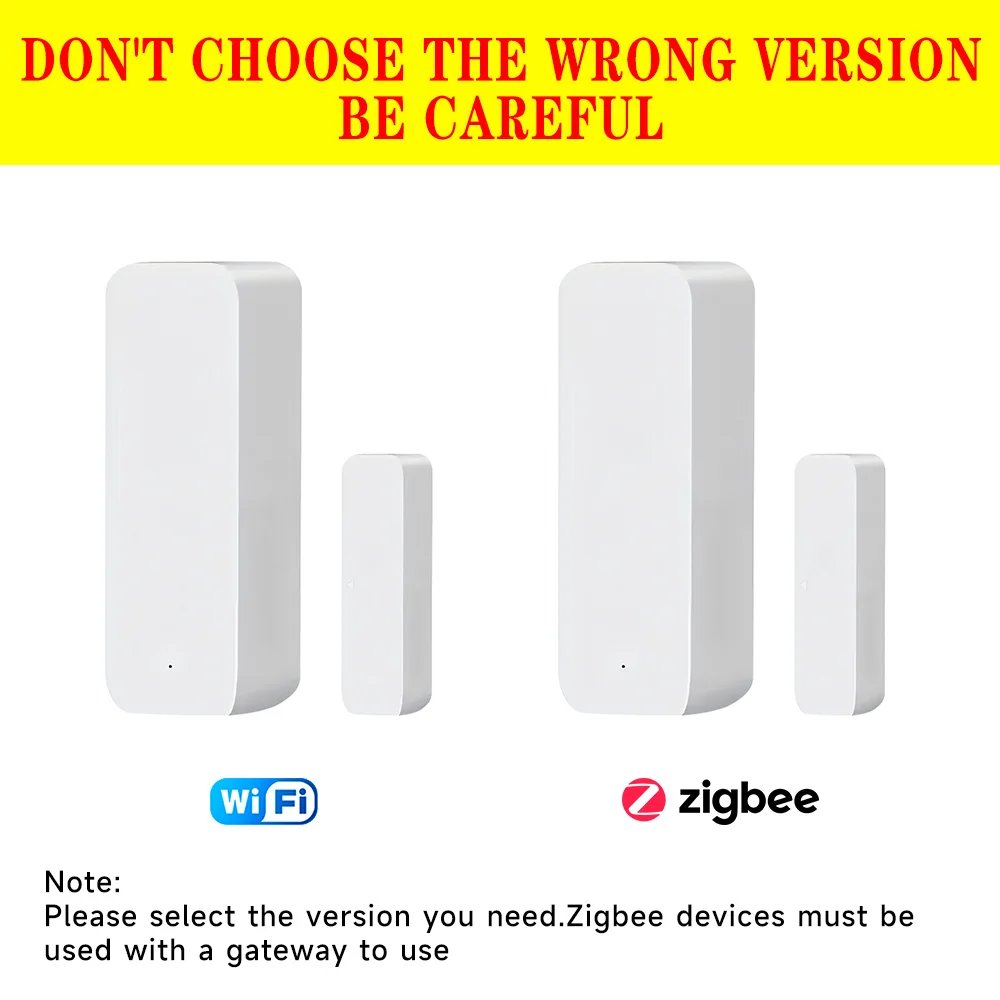 Tuya WiFi/Zigbee مستشعر الباب نافذة الاستشعار المنزل الذكي كاشف الباب اللاسلكي نظام إنذار مفتوح/مغلق لـ Alexa Google