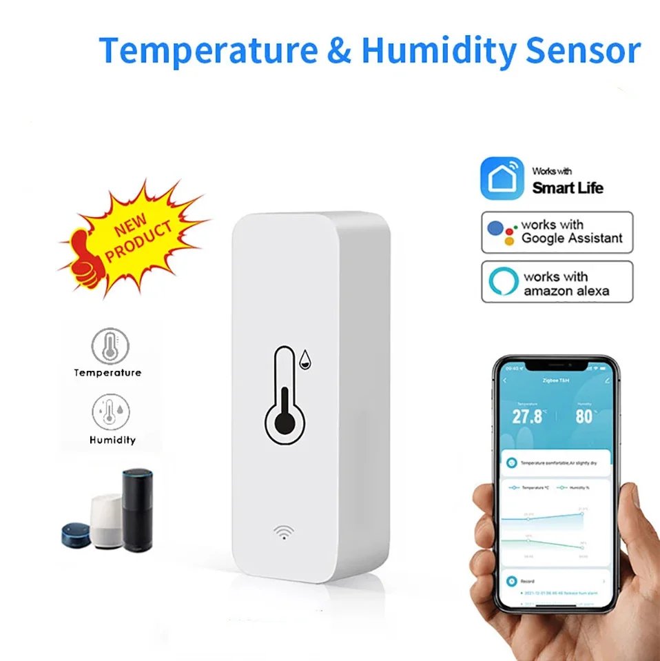 Tuya WiFi مستشعر درجة الحرارة والرطوبة الذكي، جهاز مراقبة الرطوبة الداخلي، يعمل مع مكبر الصوت الذكي Alexa Google Home Tuya WiFi مستشعر درجة الحرارة والرطوبة الذكي، جهاز مراقبة الرطوبة الداخلي، يعمل مع مكبر الصوت الذكي Alexa Google Home