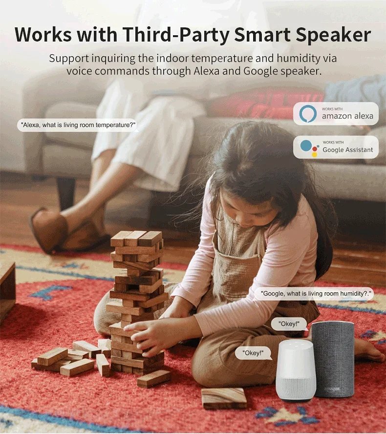 Tuya WiFi مستشعر درجة الحرارة والرطوبة الذكي، جهاز مراقبة الرطوبة الداخلي، يعمل مع مكبر الصوت الذكي Alexa Google Home Tuya WiFi مستشعر درجة الحرارة والرطوبة الذكي، جهاز مراقبة الرطوبة الداخلي، يعمل مع مكبر الصوت الذكي Alexa Google Home
