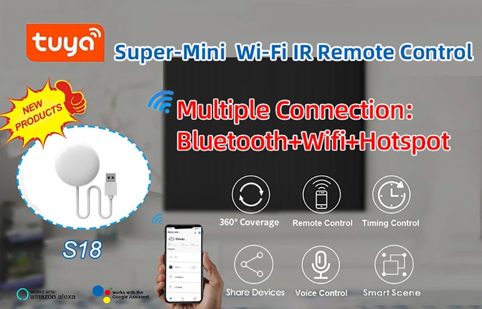 جهاز تحكم عن بعد Tuya WiFi IR لتطبيق المنزل الذكي للتحكم عن بعد للتلفزيون DVD AUD AC عن بعد يعمل مع Alexa Google Home Yandex Alice 2 PACK