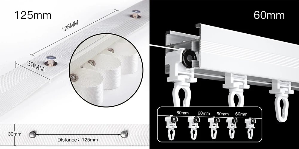 مجموعة مسار ستارة الموجة الكهربائية Tuya Wi-Fi Motor Smart Life قابلة للتخصيص S-Wave Ripple Fold Rail تعمل مع Google Home Alexa