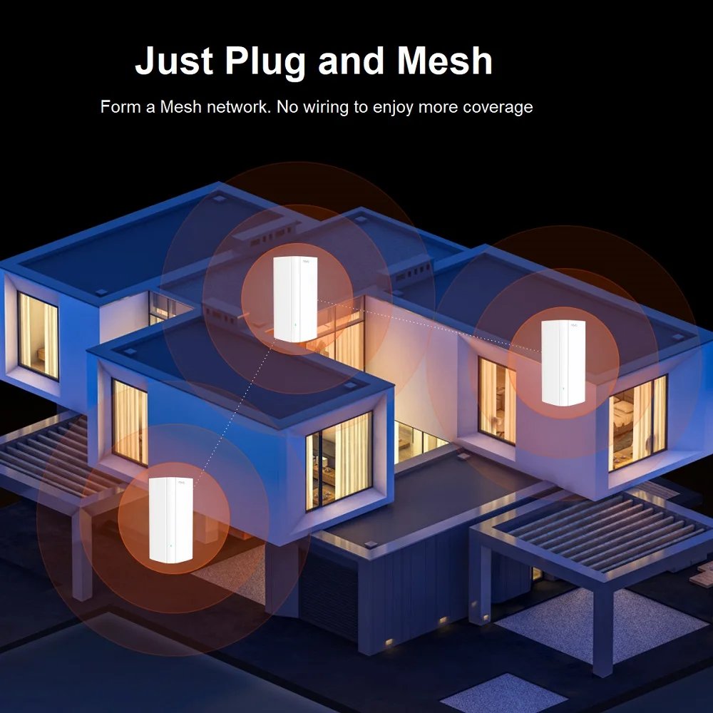 WiFi 6 Mesh System AX3000 راوتر لاسلكي Tenda MX12 2-pack Mesh WiFi Router حتى 5000 قدم مربع. موسع نطاق واي فاي شبكة WIFI6