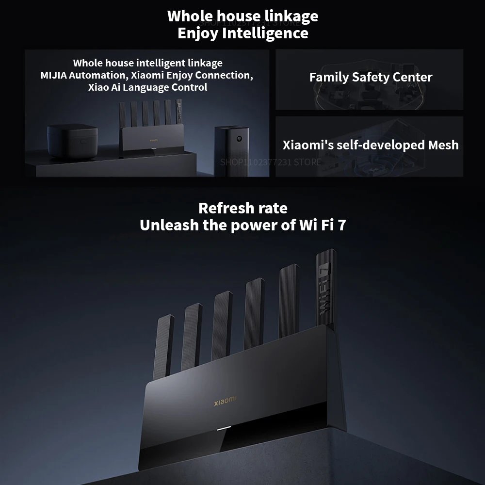 Xiaomi Router BE6500 Quad Nucleus Wifi7 6500Mbps 2.5G منفذ إيثرنت مزدوج التردد 2.4/5 جيجا هرتز 6 مكبرات صوت إشارة مستقلة شبكة