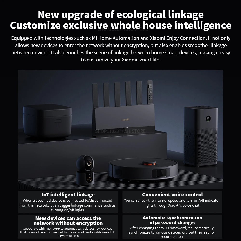 Xiaomi Router BE6500 Quad Nucleus Wifi7 6500Mbps 2.5G منفذ إيثرنت مزدوج التردد 2.4/5 جيجا هرتز 6 مكبرات صوت إشارة مستقلة شبكة