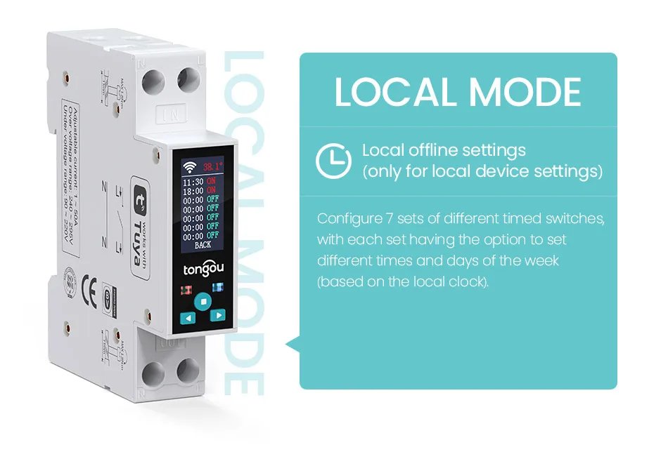1P 50A Tuya WIFI مفتاح ذكي قطاع دارة LED مقياس الطاقة كيلوواط ساعة قياس الطاقة الموقت التتابع التحكم عن بعد الحياة الذكية APP