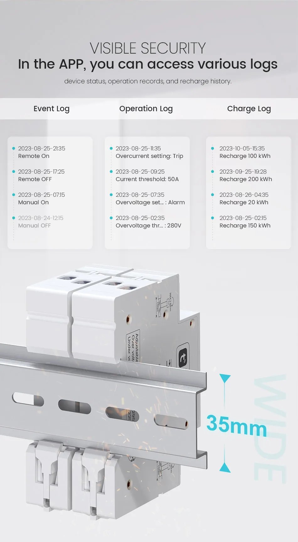 1P 50A Tuya WIFI مفتاح ذكي قطاع دارة LED مقياس الطاقة كيلوواط ساعة قياس الطاقة الموقت التتابع التحكم عن بعد الحياة الذكية APP