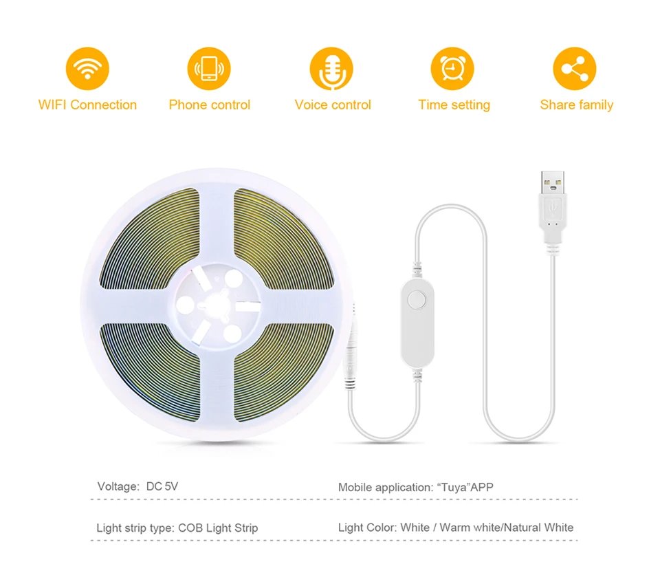 5 فولت USB تويا الحياة الذكية واي فاي COB LED قطاع ، 1 متر 2 متر 3 متر 5 متر أبيض/دافئ أبيض عكس الضوء COB LED قطاع ضوء العمل مع أليكسا جوجل المنزل 5 فولت USB تويا الحياة الذكية واي فاي COB LED قطاع ، 1 متر 2 متر 3 متر 5 متر أبيض/دافئ أبيض عكس الضوء COB LED قطاع ضوء العمل مع أليكسا جوجل المنزل